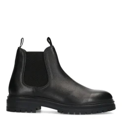 Manfield Zwarte leren chelsea boots^Heren Boots