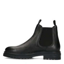 Manfield Zwarte leren chelsea boots^Heren Boots