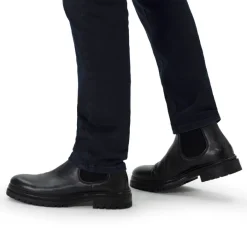 Manfield Zwarte leren chelsea boots^Heren Boots