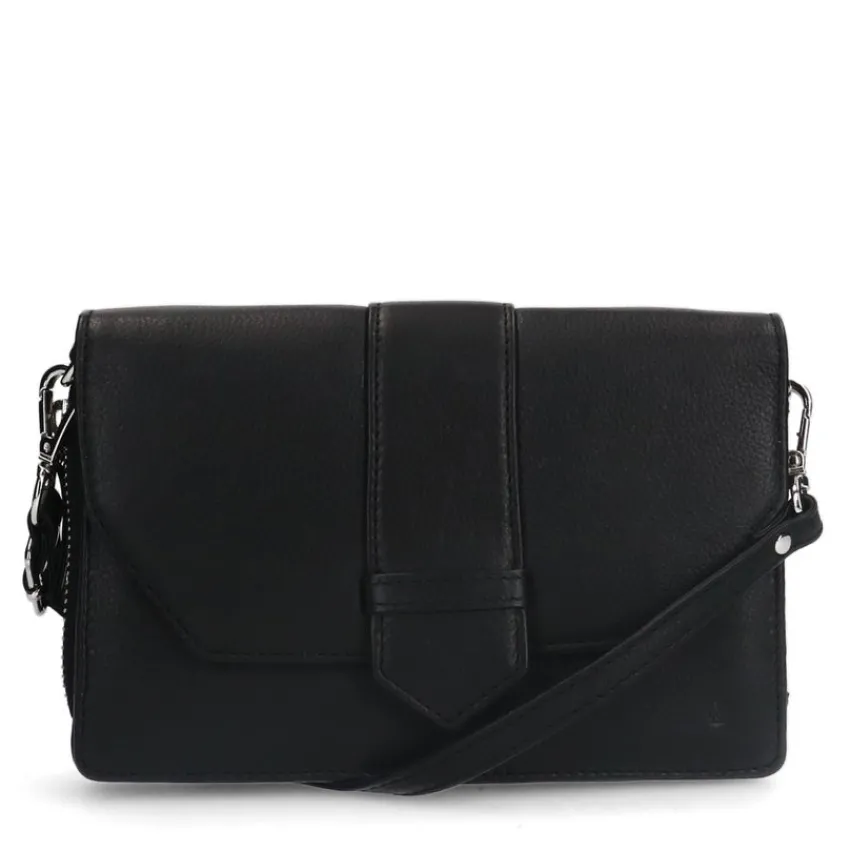 Manfield Zwarte leren clutch^ Clutches