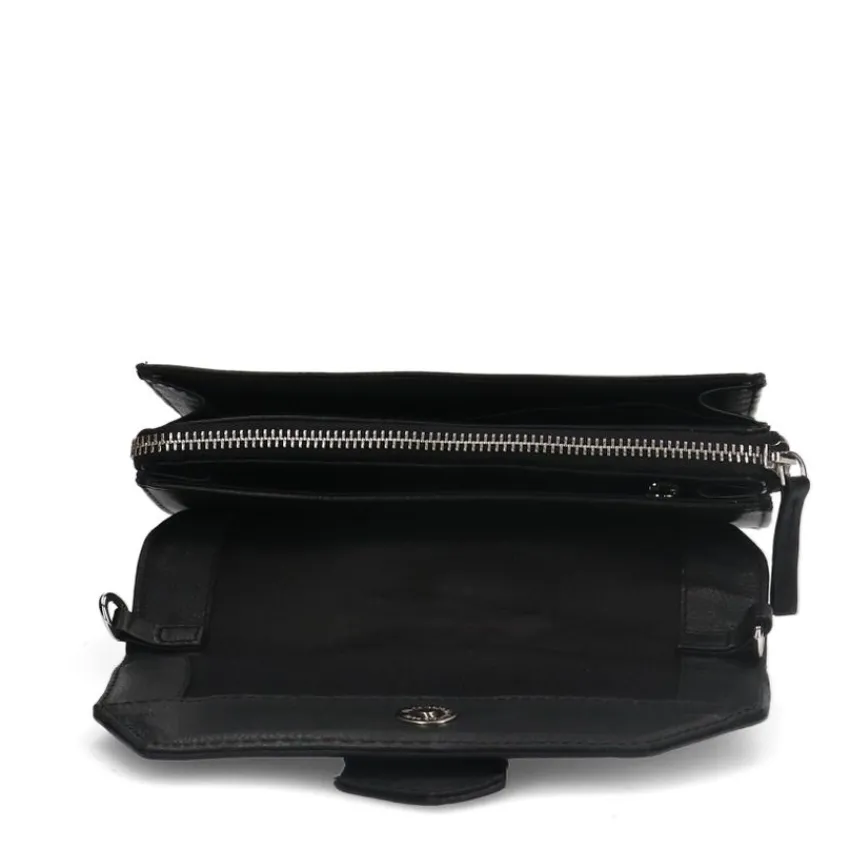 Manfield Zwarte leren clutch^ Clutches