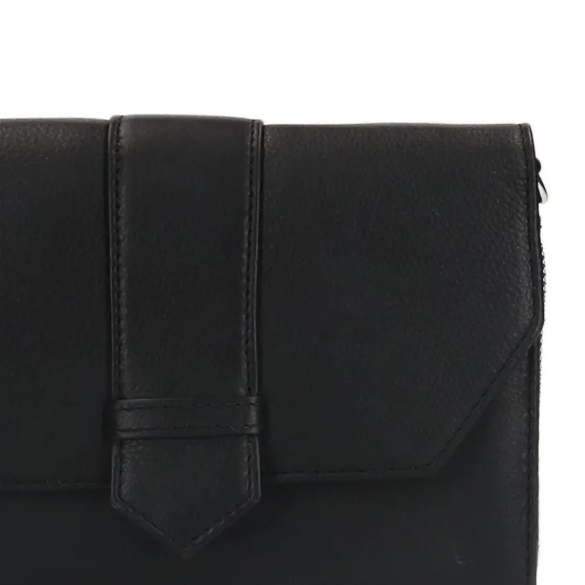 Manfield Zwarte leren clutch^ Clutches