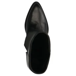 Manfield Zwarte leren cowboy laarzen met flap^DAMES Enkellaarsjes