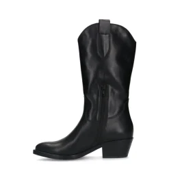 Manfield Zwarte leren cowboy laarzen^DAMES Laarzen|Enkellaarsjes