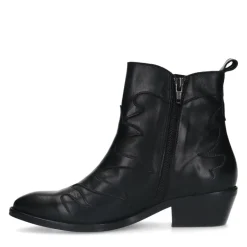 Manfield Zwarte leren cowboy laarzen^DAMES Enkellaarsjes