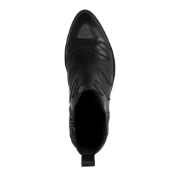 Manfield Zwarte leren cowboy laarzen^DAMES Enkellaarsjes