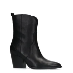 Manfield Zwarte leren cowboy laarzen^DAMES Enkellaarsjes