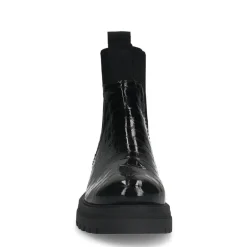 Manfield Zwarte leren croco chelsea boots^DAMES Enkellaarsjes