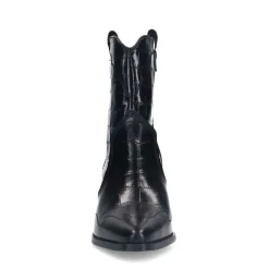 Manfield Zwarte leren croco enkellaarsjes met hak^DAMES Enkellaarsjes