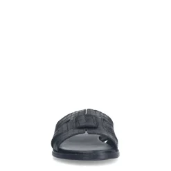 Manfield Zwarte leren croco slippers^DAMES Slippers