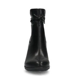 No Stress Zwarte leren enkellaarsjes met hak^DAMES Enkellaarsjes