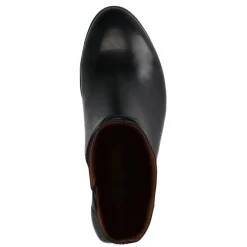 No Stress Zwarte leren enkellaarsjes met hak^DAMES Enkellaarsjes