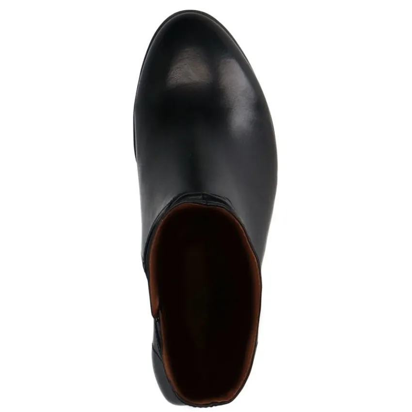 No Stress Zwarte leren enkellaarsjes met hak^DAMES Enkellaarsjes