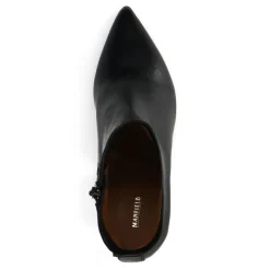 Manfield Zwarte leren enkellaarsjes met hak^DAMES Enkellaarsjes