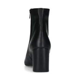 Manfield Zwarte leren enkellaarsjes met hak^DAMES Enkellaarsjes