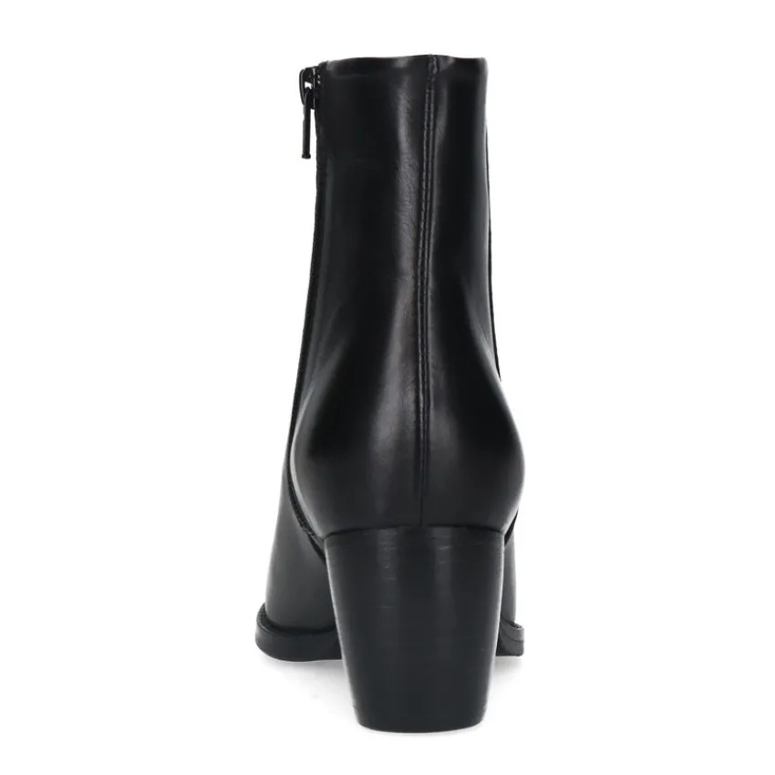 Manfield Zwarte leren enkellaarsjes^DAMES Enkellaarsjes