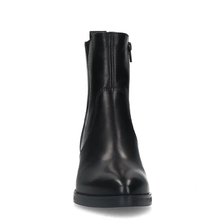 No Stress Zwarte leren enkellaarsjes met hak^DAMES Enkellaarsjes