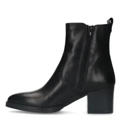 No Stress Zwarte leren enkellaarsjes met hak^DAMES Enkellaarsjes