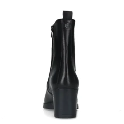 No Stress Zwarte leren enkellaarsjes met hak^DAMES Enkellaarsjes