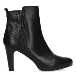 Manfield Zwarte leren enkellaarsjes met hak^DAMES Enkellaarsjes