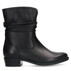 No Stress Zwarte leren enkellaarsjes met hak^DAMES Enkellaarsjes