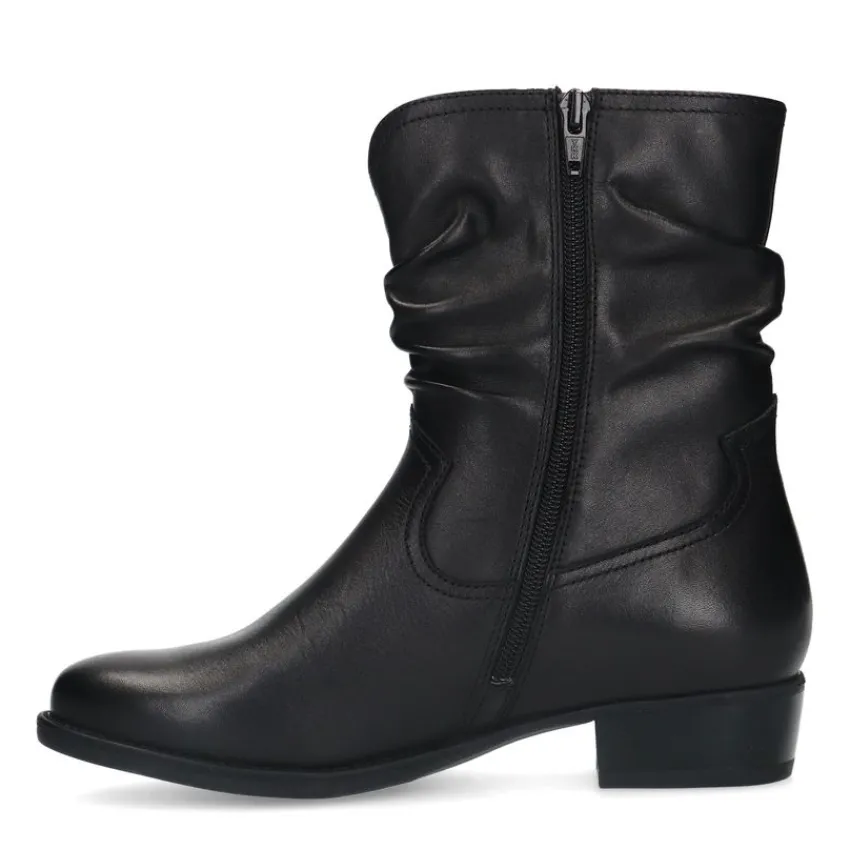 No Stress Zwarte leren enkellaarsjes met hak^DAMES Enkellaarsjes