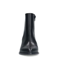 Manfield Zwarte leren enkellaarsjes met hak^DAMES Enkellaarsjes