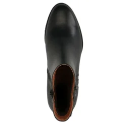 No Stress Zwarte leren enkellaarsjes met blokhak^DAMES Enkellaarsjes