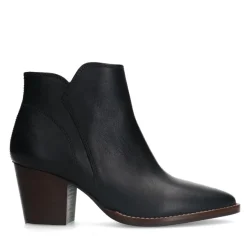 Manfield Zwarte leren enkellaarsjes^DAMES Enkellaarsjes