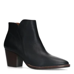 Manfield Zwarte leren enkellaarsjes^DAMES Enkellaarsjes