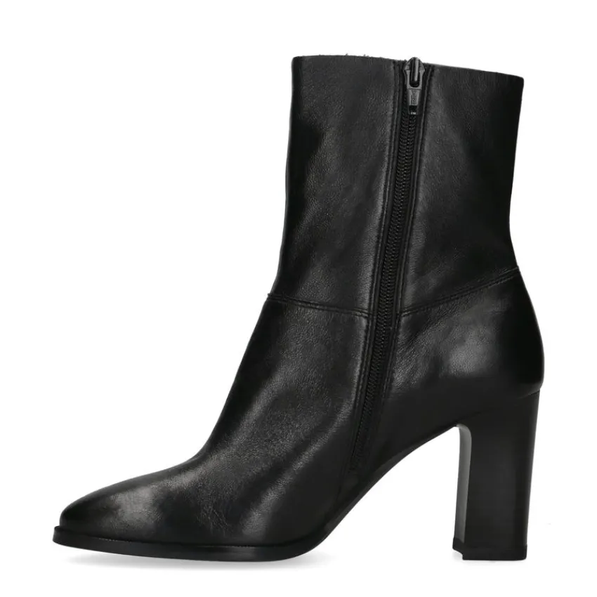 No Stress Zwarte leren enkellaarsjes met hak^DAMES Enkellaarsjes