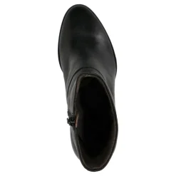 No Stress Zwarte leren enkellaarsjes met hak^DAMES Enkellaarsjes