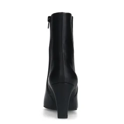 Manfield Zwarte leren enkellaarsjes met hak^DAMES Enkellaarsjes