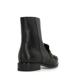 Manfield Zwarte leren enkellaarsjes met studs^DAMES Enkellaarsjes