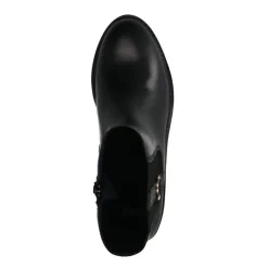 Manfield Zwarte leren enkellaarsjes^DAMES Enkellaarsjes