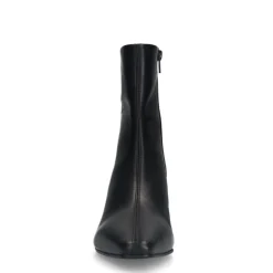 Manfield Zwarte leren enkellaarsjes met hak^DAMES Enkellaarsjes