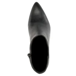 Manfield Zwarte leren enkellaarsjes met hak^DAMES Enkellaarsjes