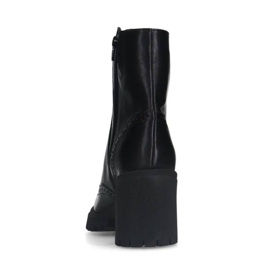 Manfield Zwarte leren enkellaarsjes^DAMES Enkellaarsjes