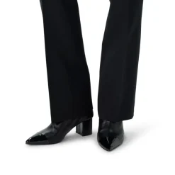 Manfield Zwarte leren enkellaarsjes met hak^DAMES Enkellaarsjes