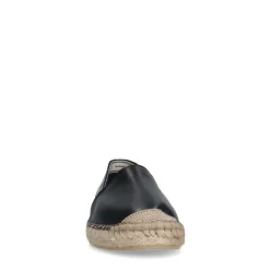 Manfield Zwarte leren espadrilles^DAMES Espadrilles