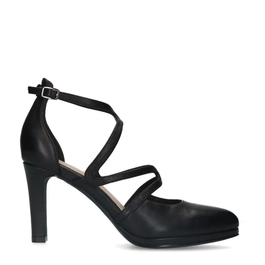 Manfield Zwarte leren gesloten pumps^DAMES Pumps