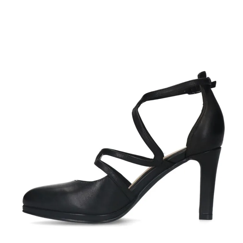 Manfield Zwarte leren gesloten pumps^DAMES Pumps
