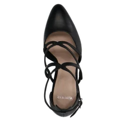 Manfield Zwarte leren gesloten pumps^DAMES Pumps