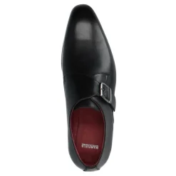 Manfield Zwarte leren gespschoenen^Heren Gespschoenen