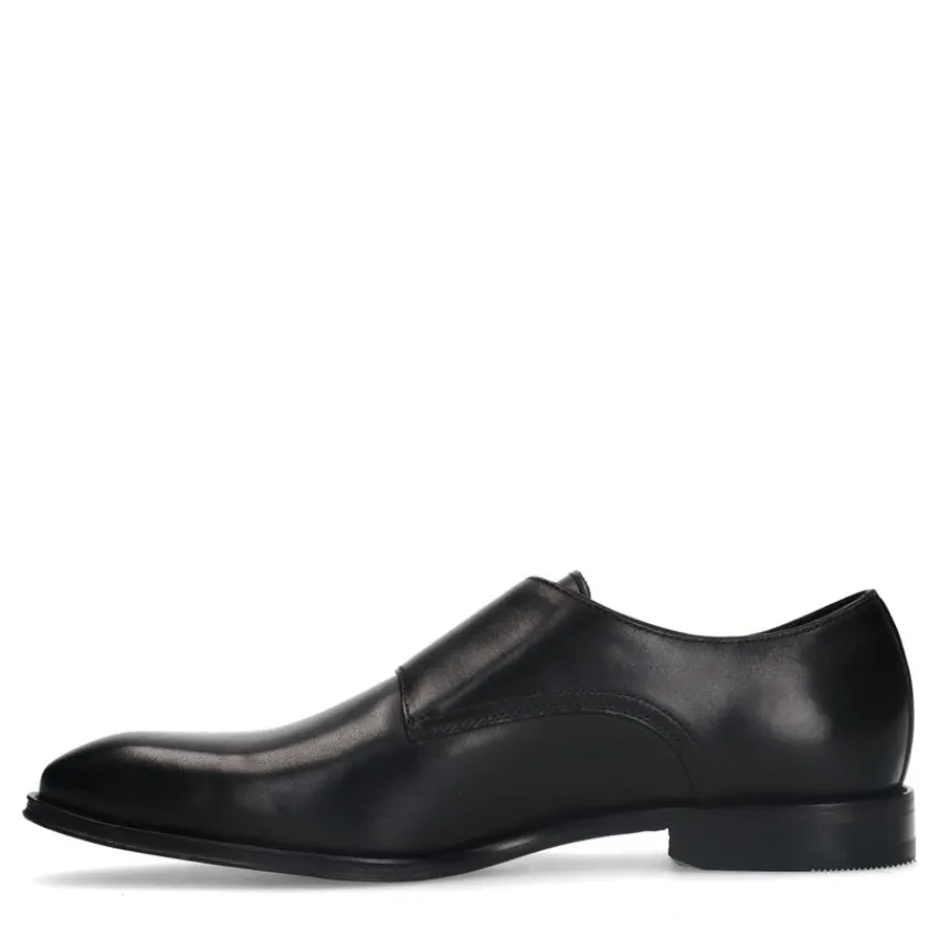 Van Lier Zwarte leren gespschoenen^Heren Gespschoenen