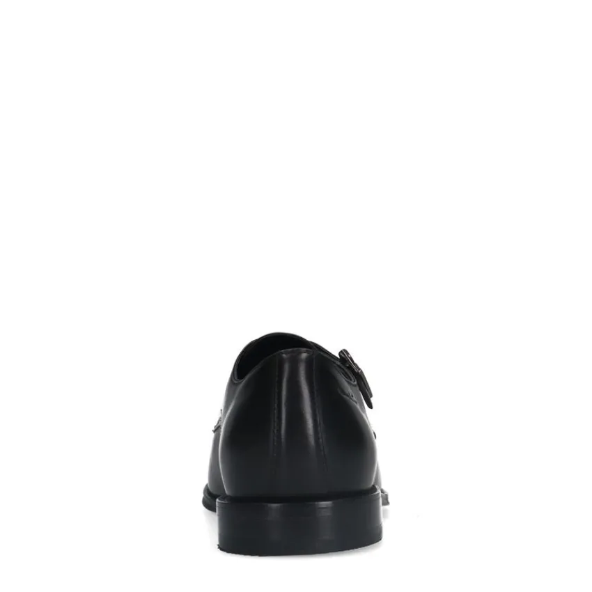 Van Lier Zwarte leren gespschoenen^Heren Gespschoenen