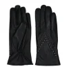 Manfield Zwarte leren handschoenen met studs^ Handschoenen