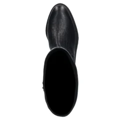 Manfield Zwarte leren hoge croco laarzen^DAMES Laarzen