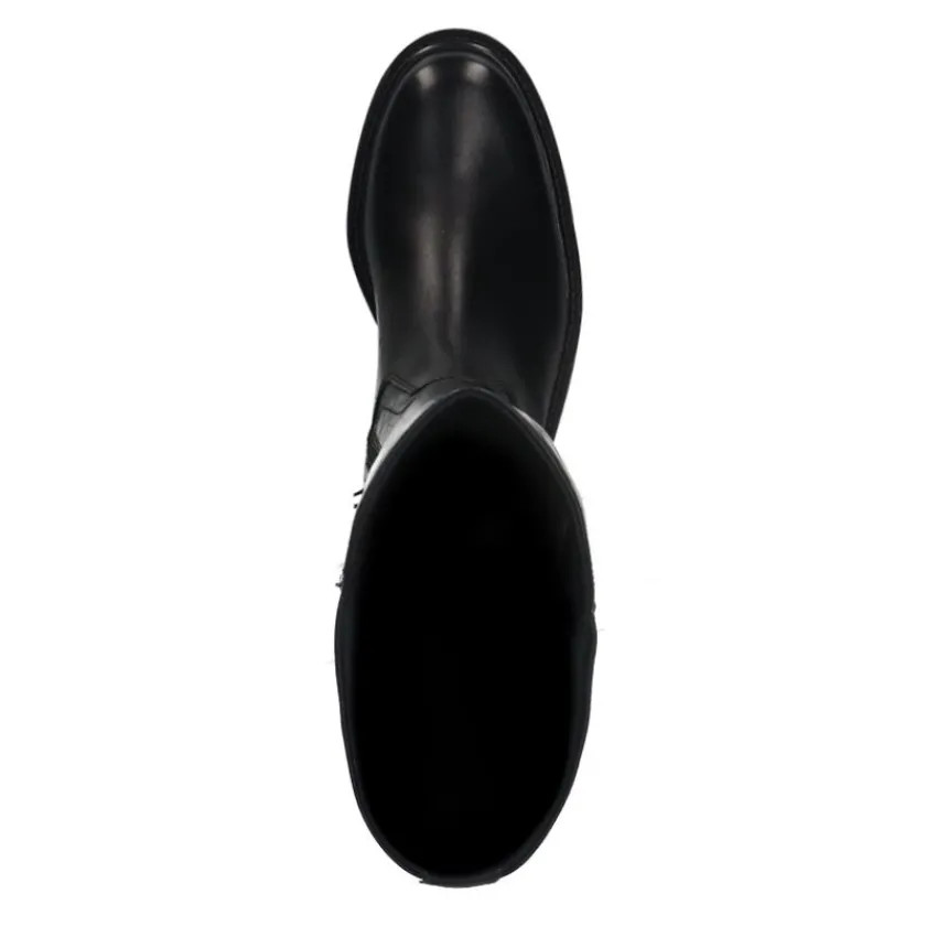 Manfield Zwarte leren hoge laarzen^DAMES Laarzen