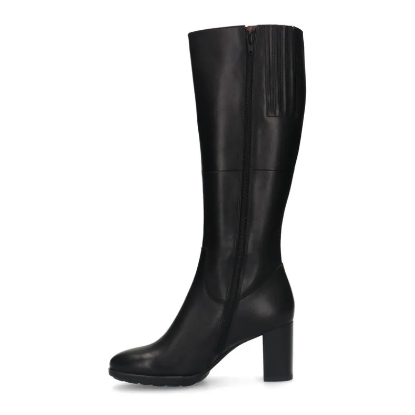 No Stress Zwarte leren hoge laarzen met hak^DAMES Laarzen